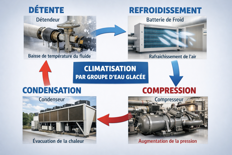 Processus climatisation par groupe d'eau glacée