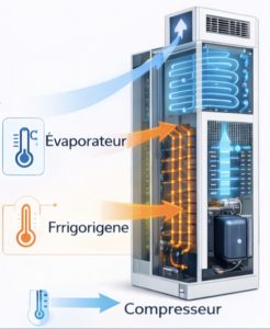 refroidissement par circuit frigorifique armoire de salle informatique