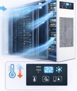 Soufflage d’air froid dans l’armoire de salle informatique